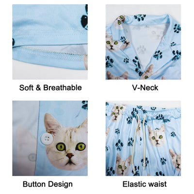 Custom Dog Photo Pajamas Pants with Pet Face, Personalized Pajama Set for Pet Lover - The Pet Pillow