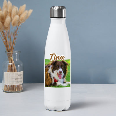 Personalized Sports Water Bottles Made From Pet Photos for Travel, Sports - The Pet Pillow