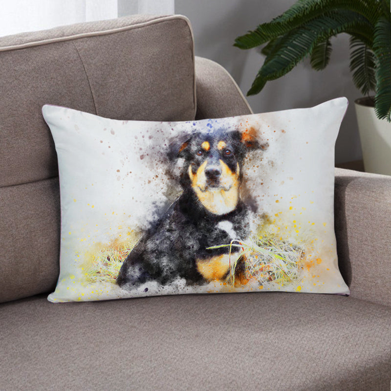 Pet Pillow from Photo Personalized Watercolor Decorative Pillows The
