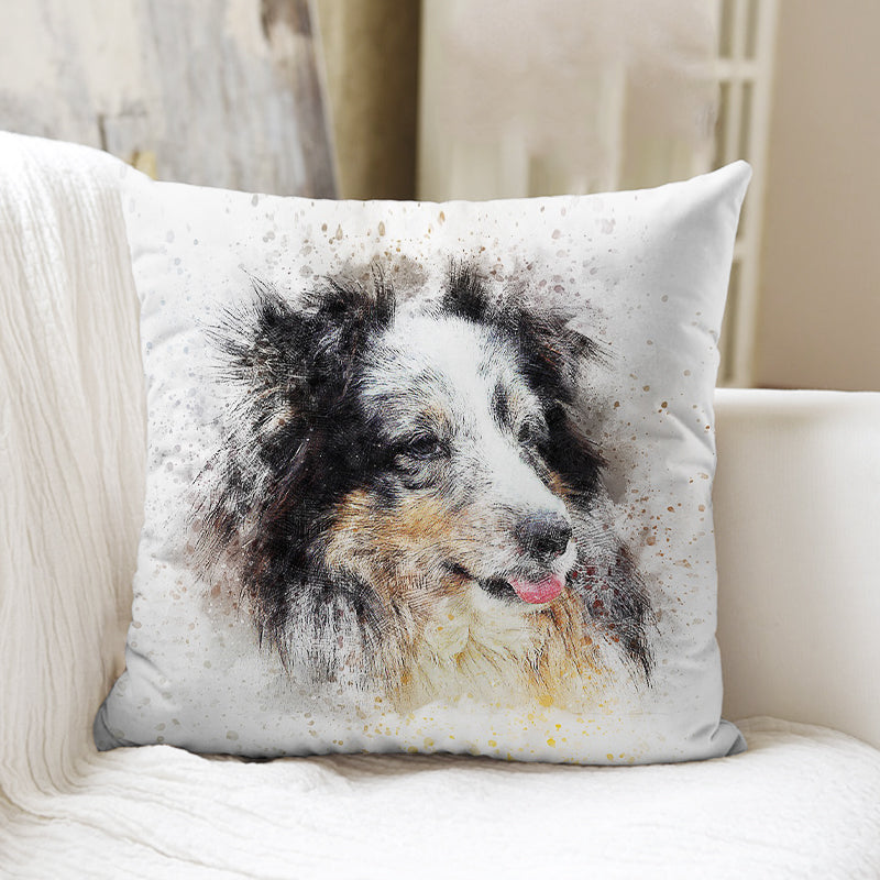 Custom Watercolor Throw Pillow with Pet Picture Personalized Pet Lovers Gift - The Pet Pillow
