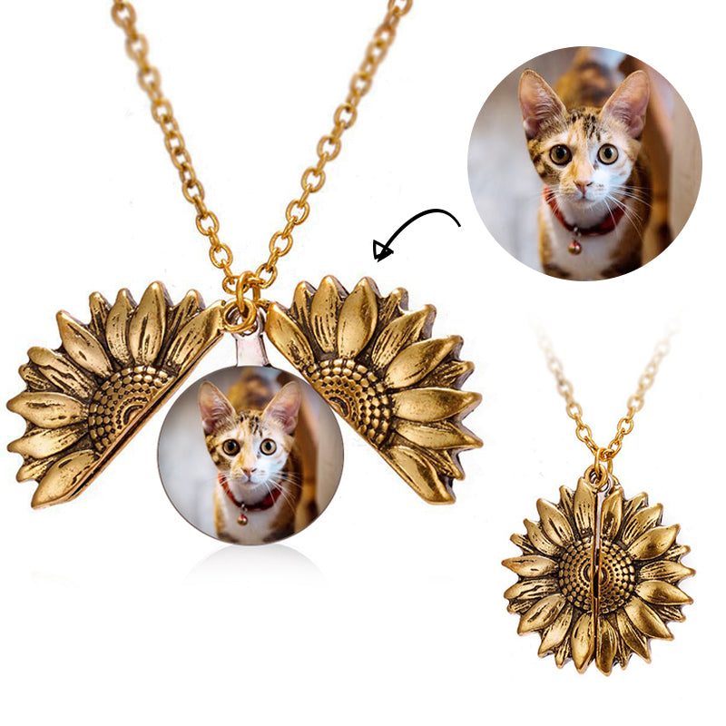 Custom Pet Photo Sunflower Necklace The Pet Pillow
