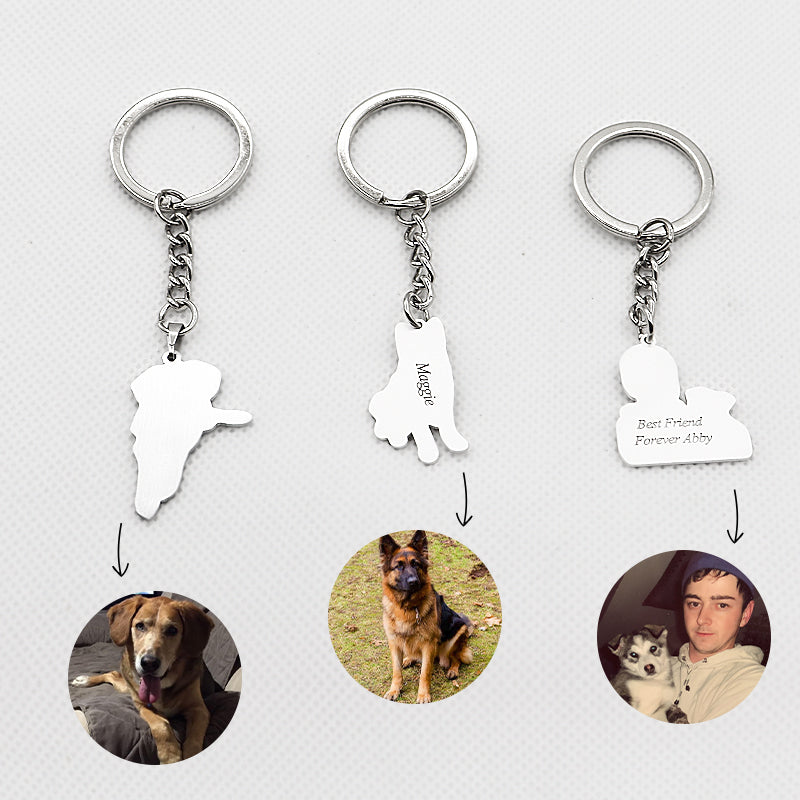 Personalized Pet Shaped Keychain as Memorial Gift for Loss of Pet - The Pet Pillow