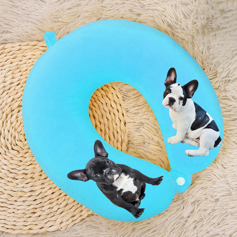 Custom Pet U Neck Pillow with Picture of Pet，Personalized Memorial Gift