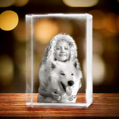 Custom Pet 3d Laser Crystal Photo Cube with Dog Portraits Personalized Pet Memorial Gift - The Pet Pillow