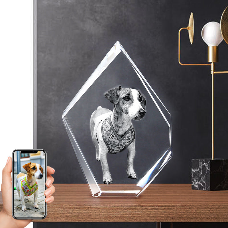 Custom Pet 3d Photos Crystal Prestige Personalized Dog Laser Etched Picture In Glass - The Pet Pillow