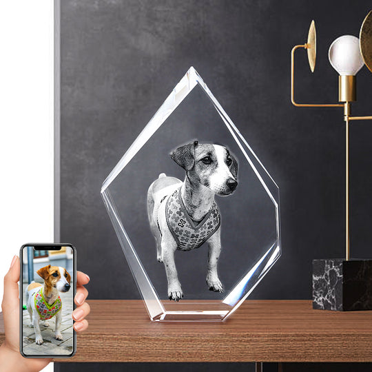 Custom Pet 3d Photos Crystal Prestige Personalized Dog Laser Etched Picture In Glass - The Pet Pillow