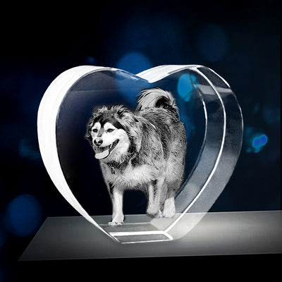 Personalized Pet Heart 3d Glass Photo Printing Custom Crystal Picture Laser Memorial Gift - The Pet Pillow