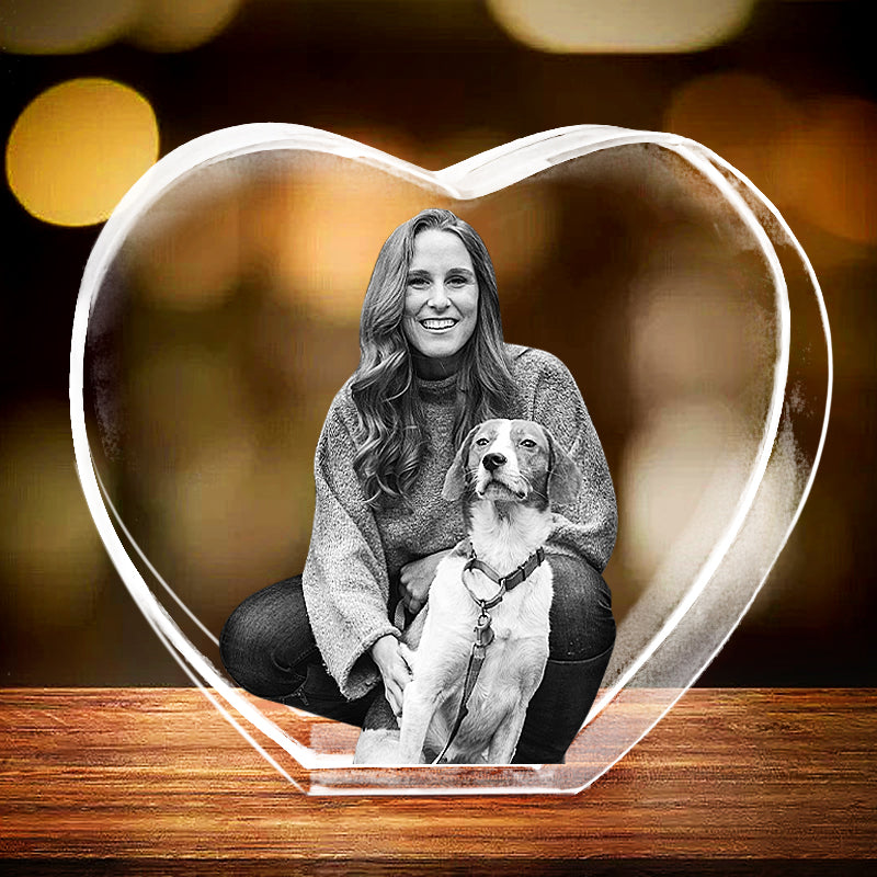 Personalized Pet Heart 3d Glass Photo Printing Custom Crystal Picture Laser Memorial Gift - The Pet Pillow