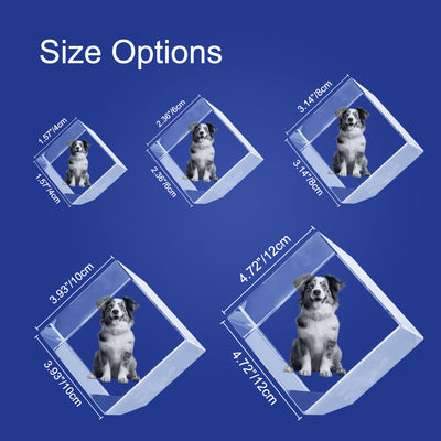 Custom 3d Pet Photo Crystal Laser Etched Glass Cube with Lighted Base - The Pet Pillow