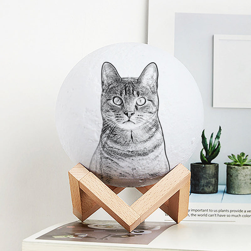 Custom 3d Moon Lamp with Picture Personalzied Pet Photo Night Light - The Pet Pillow