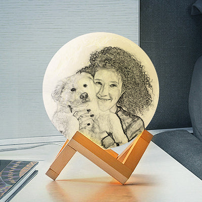 Custom 3d Moon Lamp with Picture Personalzied Pet Photo Night Light - The Pet Pillow