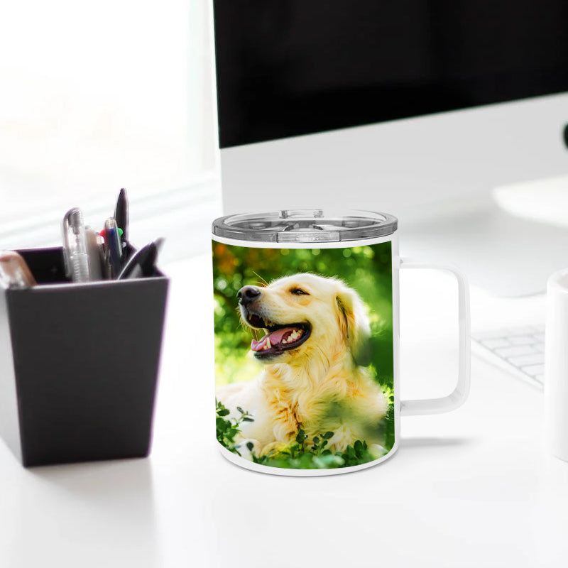 Custom Pet Tumbler Cup with Handle Personalized Coffee Tumbler Gift - The Pet Pillow