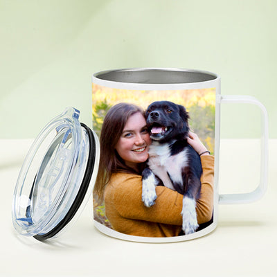 Custom Pet Tumbler Cup with Handle Personalized Coffee Tumbler Gift - The Pet Pillow