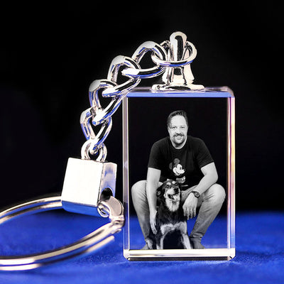 Custom Crystal Keychain Printed with Pet Photo Laser Engraved Crystal Keychains - The Pet Pillow