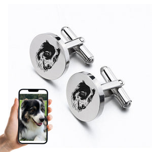 Custom Dog Cufflinks with Picture Personalized Pet Keepsake Gift for Pet Owner - The Pet Pillow