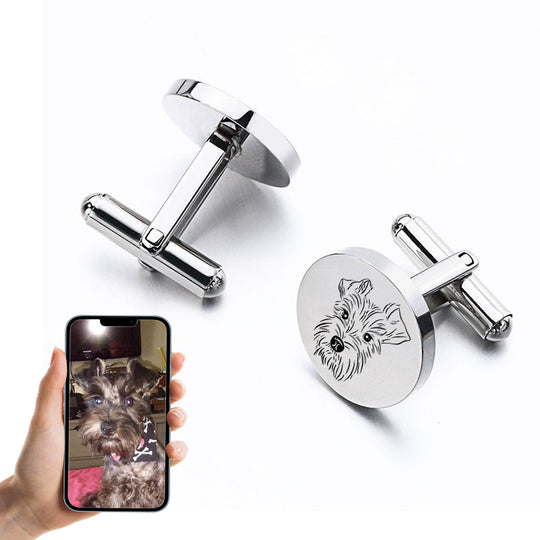 Custom Dog Cufflinks with Picture Personalized Pet Keepsake Gift for Pet Owner - The Pet Pillow