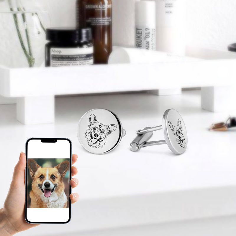 Custom Dog Cufflinks with Picture Personalized Pet Keepsake Gift for Pet Owner - The Pet Pillow