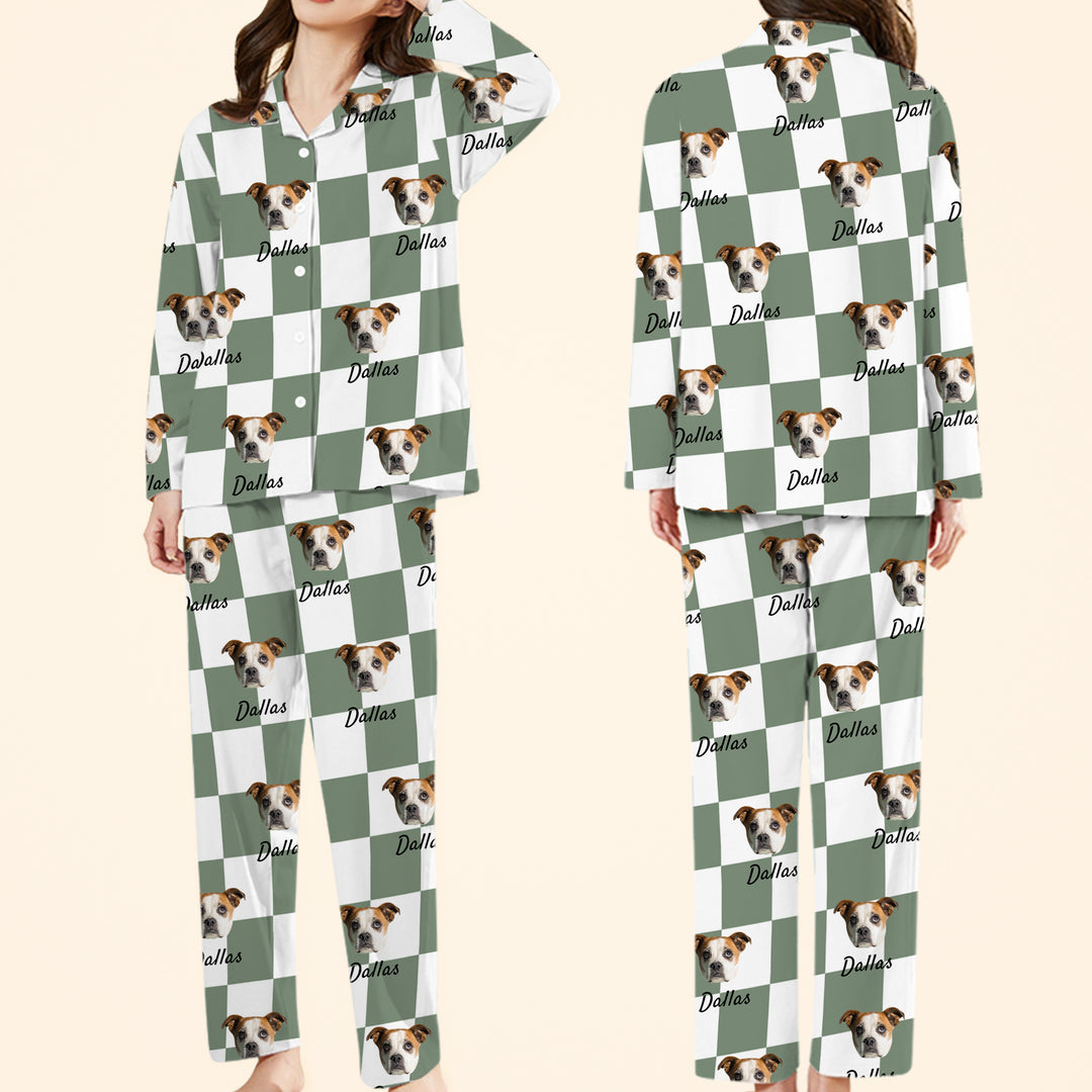 Custom Dog Photo Pajamas Pants with Pet Face, Personalized Pajama Set for Pet Lover - The Pet Pillow