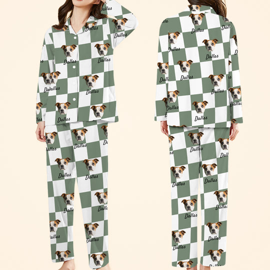 Custom Dog Photo Pajamas Pants with Pet Face, Personalized Pajama Set for Pet Lover - The Pet Pillow