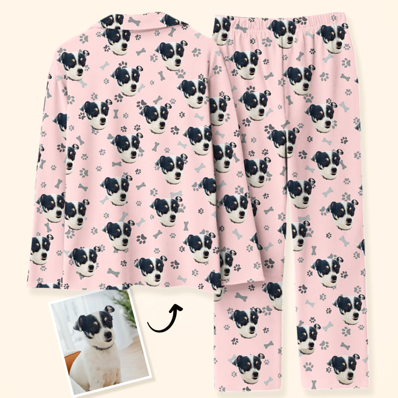 Custom Dog Cat Paw Prints Pajama Pants with Pet Picture Pajamas Set - The Pet Pillow
