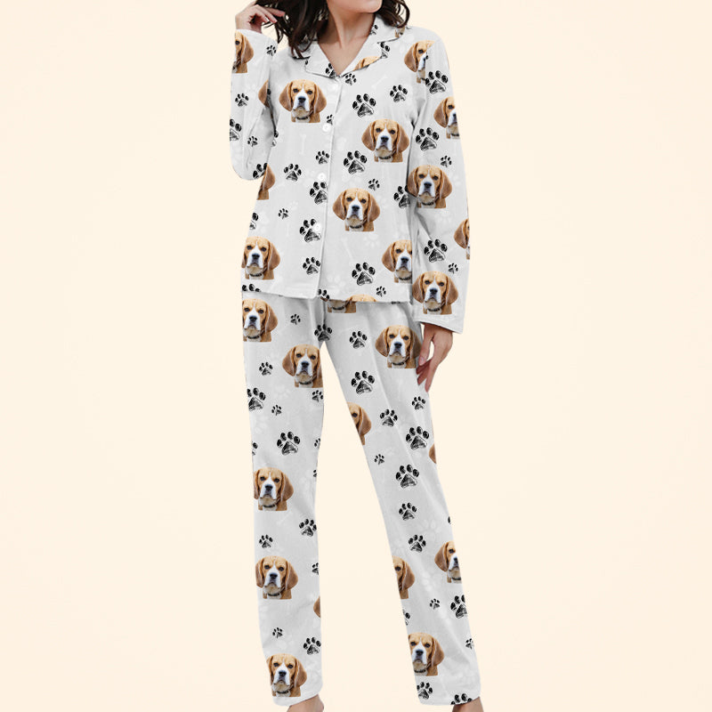 Custom Dog Cat Paw Prints Pajama Pants with Pet Picture Pajamas Set - The Pet Pillow