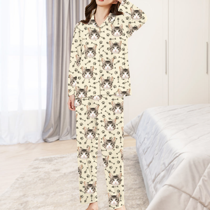 Custom Dog Cat Paw Prints Pajama Pants with Pet Picture Pajamas Set - The Pet Pillow