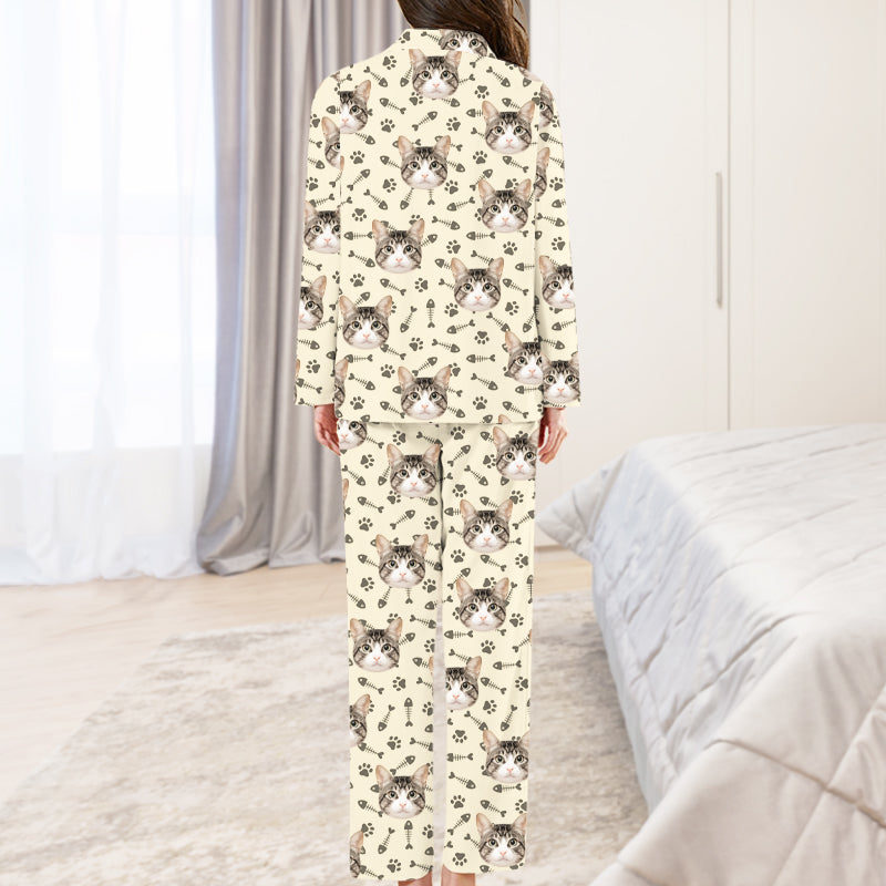 Custom Dog Cat Paw Prints Pajama Pants with Pet Picture Pajamas Set ...
