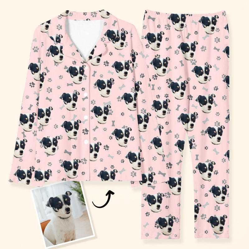 Custom Dog Cat Paw Prints Pajama Pants with Pet Picture Pajamas Set - The Pet Pillow
