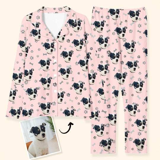 Custom Dog Cat Paw Prints Pajama Pants with Pet Picture Pajamas Set - The Pet Pillow