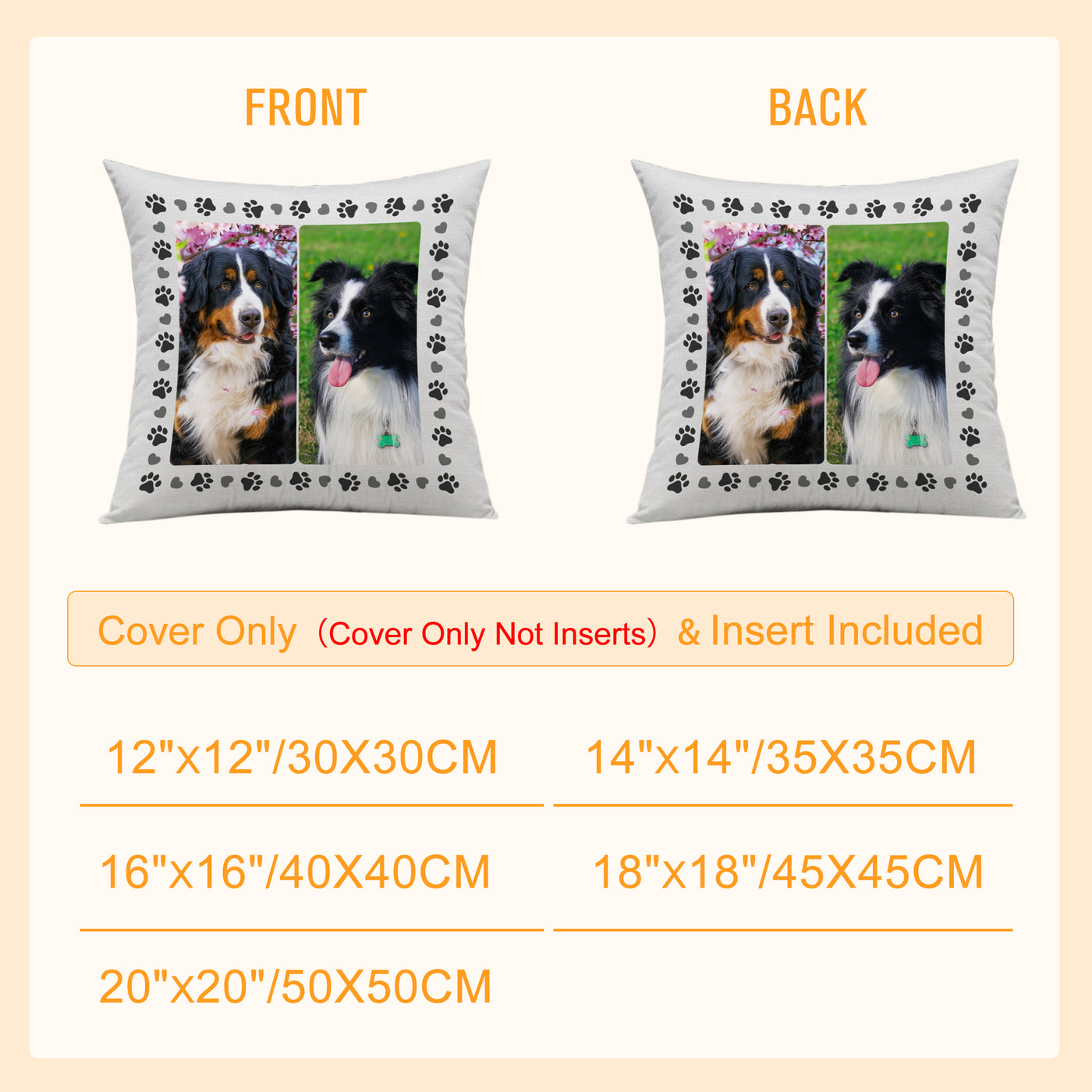 Custom Pet Paw Print Pillow with Dog Pictures Personalized Pet Memorial Pillows - The Pet Pillow