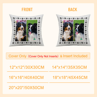 Custom Pet Paw Print Pillow with Dog Pictures Personalized Pet Memorial Pillows - The Pet Pillow