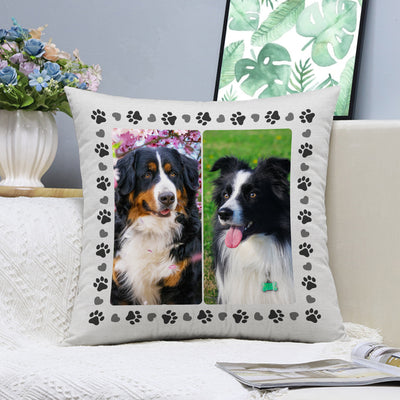 Custom Pet Paw Print Pillow with Dog Pictures Personalized Pet Memorial Pillows - The Pet Pillow