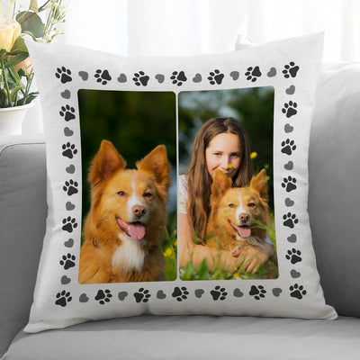 Custom Pet Paw Print Pillow with Dog Pictures Personalized Pet Memorial Pillows - The Pet Pillow