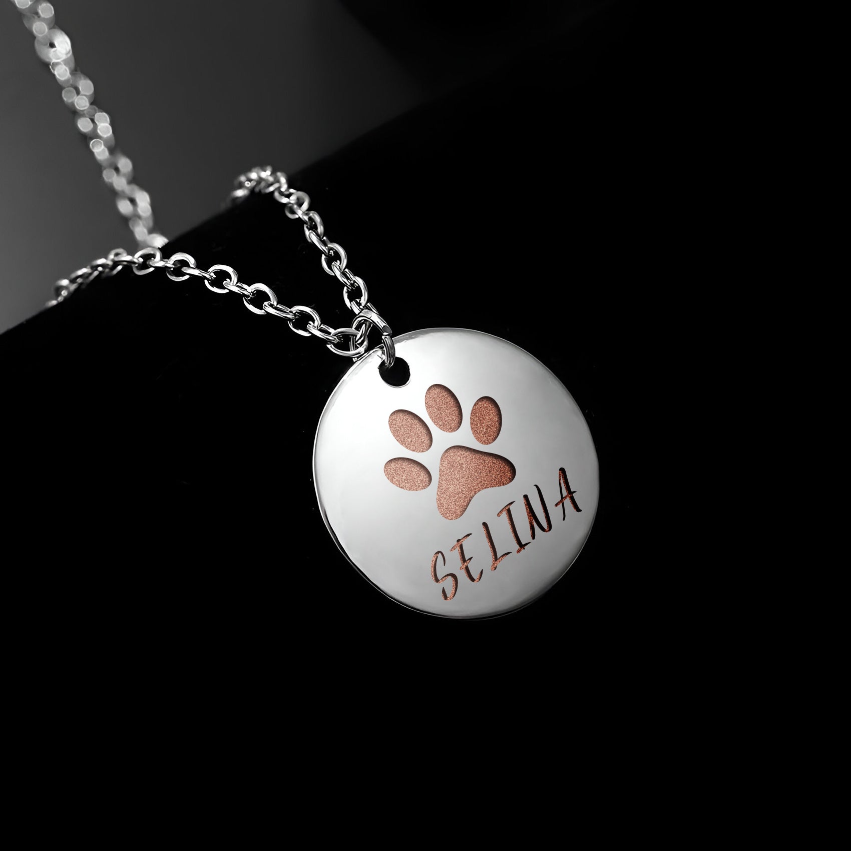 Custom Pet Paw Print and Name Necklace - The Pet Pillow