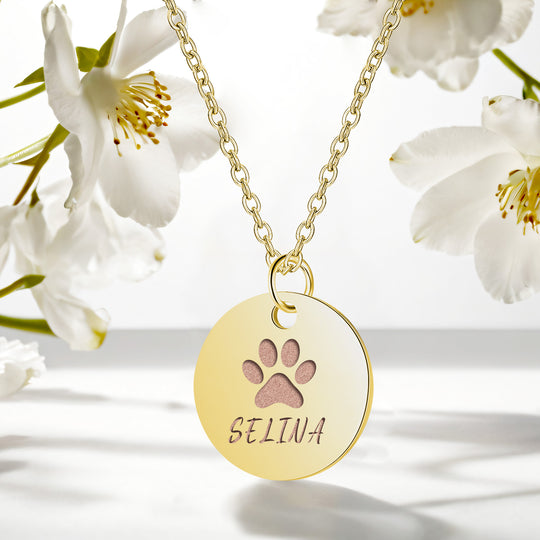 Custom Pet Paw Print and Name Necklace - The Pet Pillow