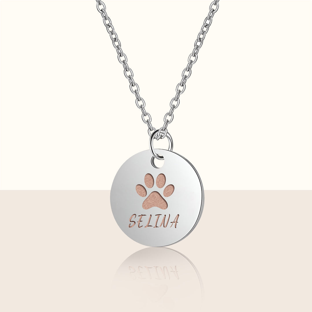 Custom Pet Paw Print and Name Necklace - The Pet Pillow