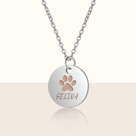 Custom Pet Paw Print and Name Necklace - The Pet Pillow