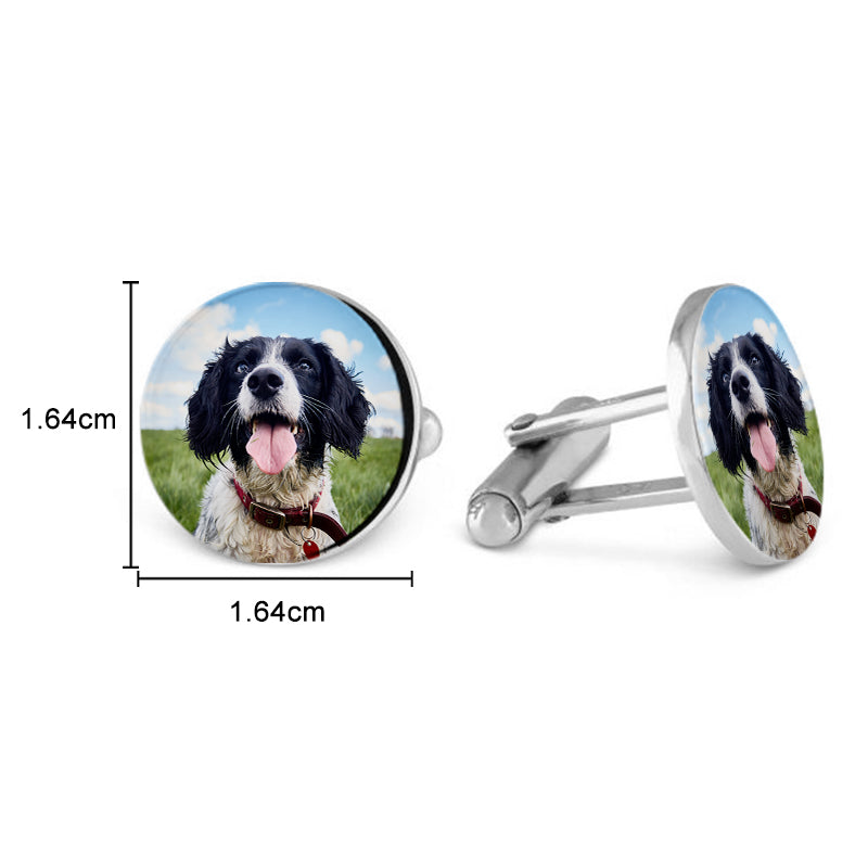 Custom Pet Photo Cufflinks Personalized Dog Memorial Gift for Pet Lover - The Pet Pillow
