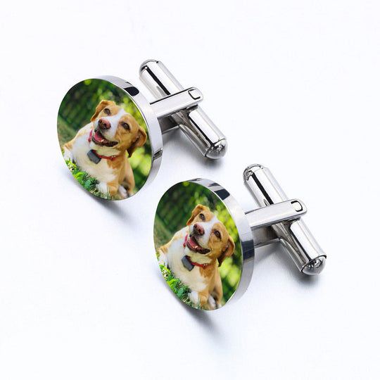 Custom Pet Photo Cufflinks Personalized Dog Memorial Gift for Pet Lover - The Pet Pillow