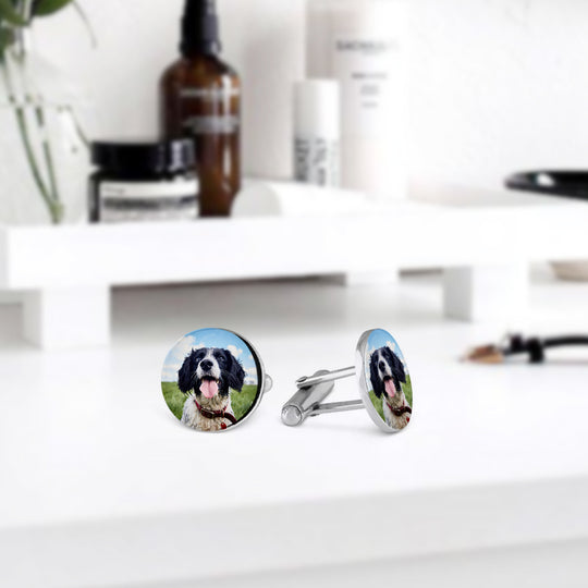 Custom Pet Photo Cufflinks Personalized Dog Memorial Gift for Pet Lover - The Pet Pillow
