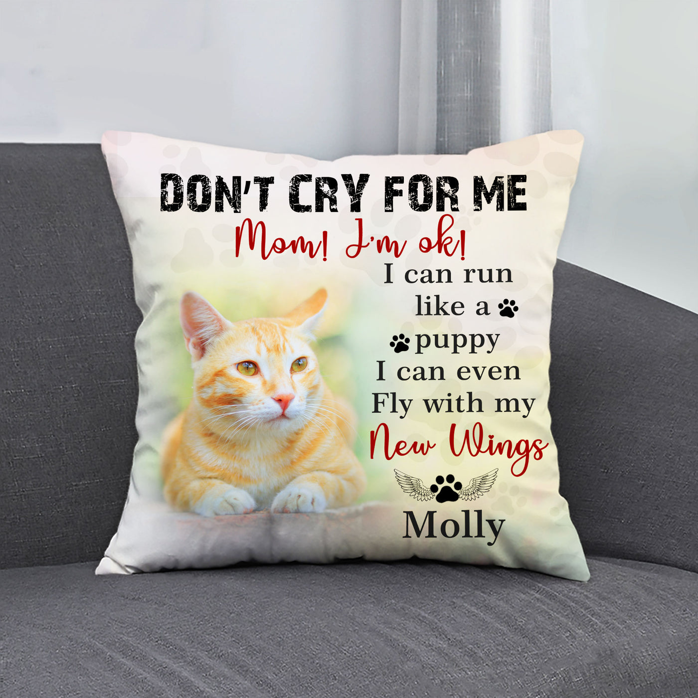 Custom Pet Photo Memory Pillow Personalized Sympathy Gift for Loss of Pet - The Pet Pillow