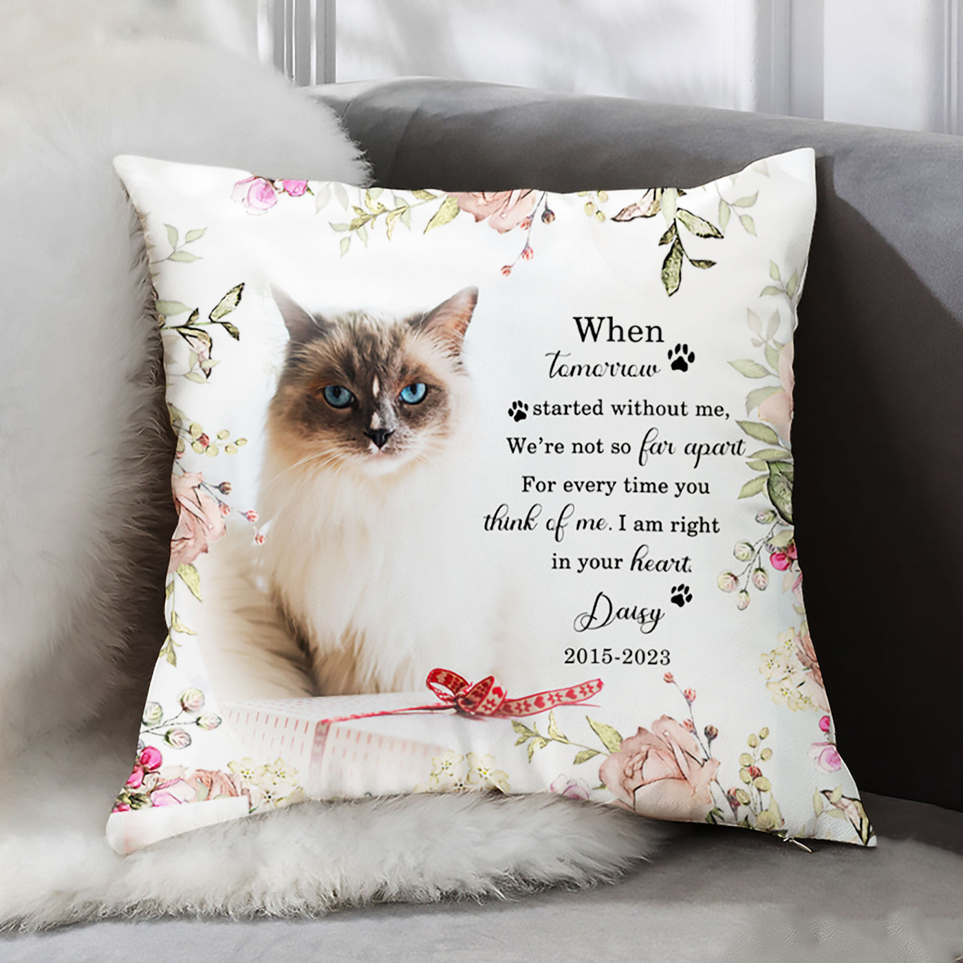 Custom Pet Photo Memory Pillow Personalized Sympathy Gift for Loss of Pet - The Pet Pillow