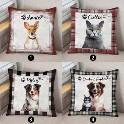 Custom Pet Photo Pillow with Names on Them Personalized Dog Portrait Pillows - The Pet Pillow