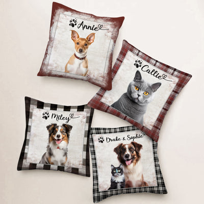 Custom Pet Photo Pillow with Names on Them Personalized Dog Portrait Pillows - The Pet Pillow