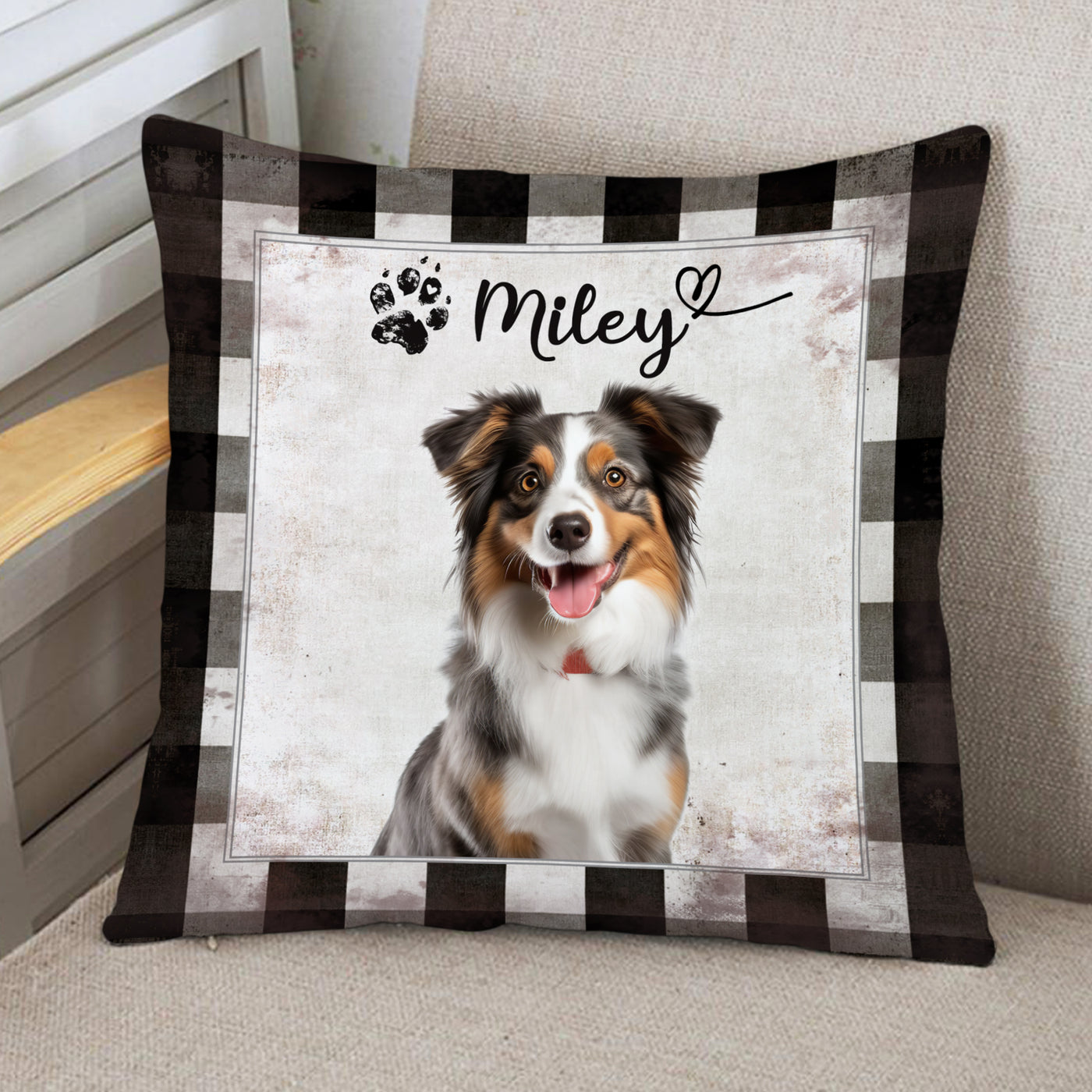 Custom Pet Photo Pillow with Names on Them Personalized Dog Portrait Pillows - The Pet Pillow