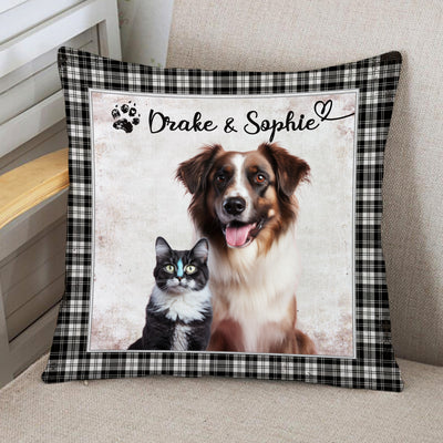 Custom Pet Photo Pillow with Names on Them Personalized Dog Portrait Pillows - The Pet Pillow