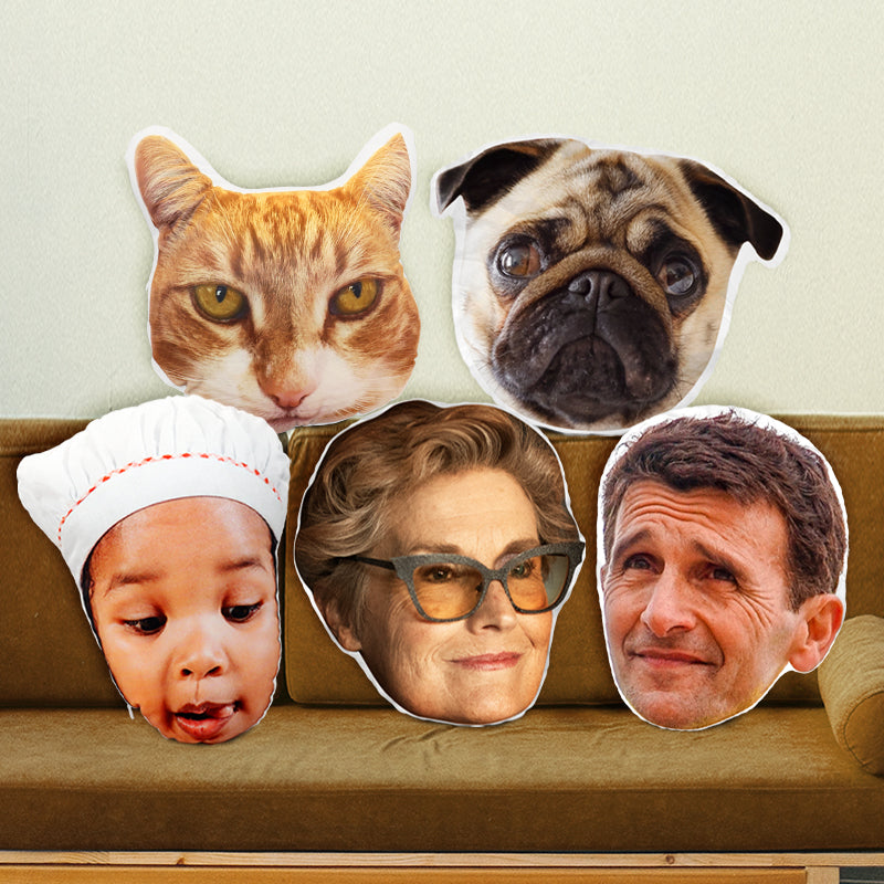 Custom Face Shape Pillow Photo Print Personalized Memorial Gift for Birthday, Anniversary - The Pet Pillow