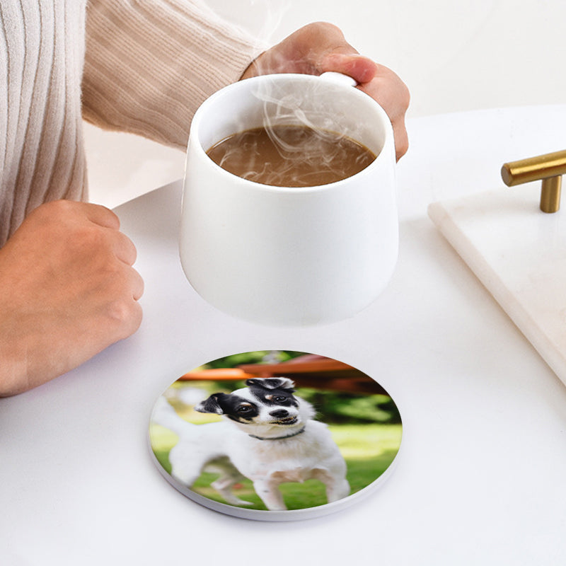 Pet Photo Custom Printed Ceramic Coasters Personalized Pet Anniversary Gift for Coffee - The Pet Pillow