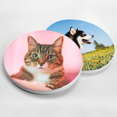 Pet Photo Custom Printed Ceramic Coasters Personalized Pet Anniversary Gift for Coffee - The Pet Pillow