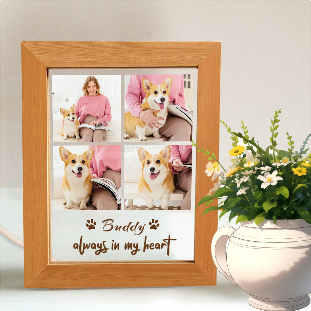 Customized Pet Night Light with Dog Portrait Personalized Collage Photo Frame Light - The Pet Pillow